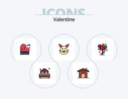 Valentinsgrußlinie gefülltes Ikonenpaket 5 Ikonendesign. Liebe. Liebe. Bogen. Tag. Valentinstag vektor