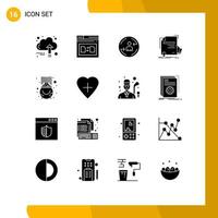 16 solides Glyphen-Konzept für mobile Websites und Apps vergeben digitale bearbeitbare Vektordesign-Elemente für Diplomdateien vektor