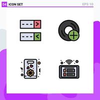 Stock Vector Icon Pack mit 4 Zeilenzeichen und Symbolen für Login-Geschenk Disc hinzufügen vorhanden editierbare Vektordesign-Elemente