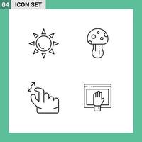 uppsättning av 4 modern ui ikoner symboler tecken för Sol pressa svamp vår tillgång redigerbar vektor design element