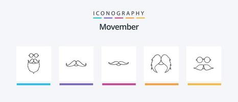 Movember Line 5 Icon Pack inkl. Hut. Männer. Umzug. kreatives Symboldesign vektor