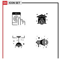 4 kreative Symbole moderne Zeichen und Symbole von Klick-Küchen-Smartphone-Hypothekenlicht editierbare Vektordesign-Elemente vektor