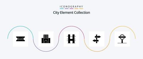 City Element Collection Glyph 5 Icon Pack inklusive Schild. reisen . Straße. Reise vektor