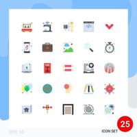 gruppe von 25 flachen farben zeichen und symbole für html-code smart browser teilen editierbare vektordesignelemente vektor
