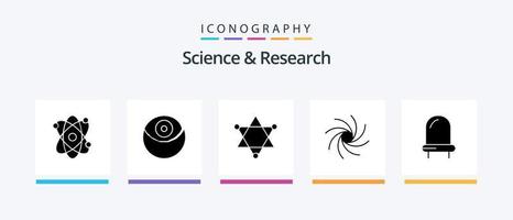vetenskap glyf 5 ikon packa Inklusive . Plats. ljus. diod. kreativ ikoner design vektor