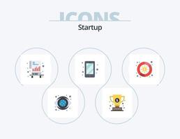 Startup-Flat-Icon-Pack 5-Icon-Design. Verwaltung. Diagramm. Diagramm. Zugriff. Telefon vektor