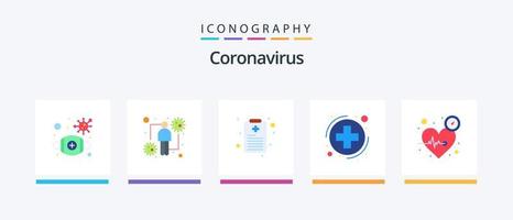 Coronavirus Flat 5 Icon Pack inklusive Beat. Gesundheitswesen. viral. Gesundheit. kreatives Ikonendesign vektor