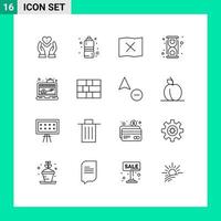 moderner Satz von 16 Umrissen und Symbolen wie App konvertieren Wasserlaborchemikalien editierbare Vektordesign-Elemente vektor