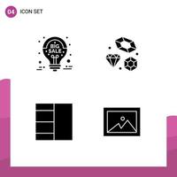 Solide Glyphenpackung mit 4 universellen Symbolen von Ideen Gitter Grand Sale Love Album editierbare Vektordesign-Elemente vektor