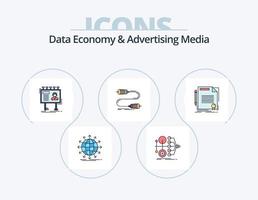 data ekonomi och reklam media linje fylld ikon packa 5 ikon design. rutnät. arkitekt. information. papper. handla vektor