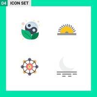 Stock Vector Icon Pack mit 4 Zeilen Zeichen und Symbolen für Symbol Machine Leaf Tool Scince editierbare Vektordesign-Elemente