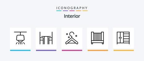 Interior Line 5 Icon Pack inklusive . Schreibtisch. Kind. kreatives Symboldesign vektor