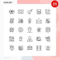 piktogram uppsättning av 25 enkel rader av Stöd gränssnitt papper plan hjälp pengar redigerbar vektor design element