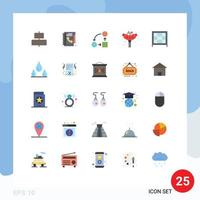 25 flache Farbpakete für die Benutzeroberfläche mit modernen Zeichen und Symbolen von Kabinett-Campingbüro-Wurstfleisch-editierbaren Vektordesignelementen vektor
