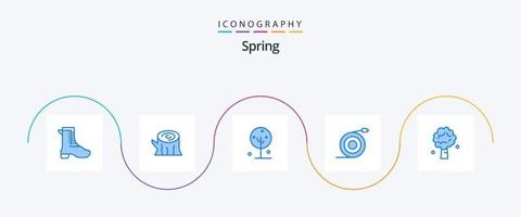 vår blå 5 ikon packa Inklusive träd. rör. blomning. flöde. natur vektor