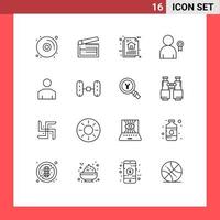 Stock Vector Icon Pack mit 16 Linienzeichen und Symbolen für Avatar-Dekorationsarchitektur bester Programmalgorithmus editierbare Vektordesign-Elemente