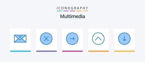 multimedia blå 5 ikon packa Inklusive multimedia. media. multimedia. upp. musik. kreativ ikoner design vektor