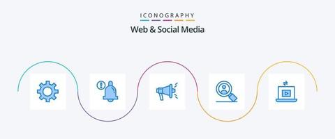 Web und Social Media Blue 5 Icon Pack inklusive . abspielen. viral. Teilen. Laptop vektor