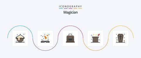 Magician Flat 5 Icon Pack inklusive Sarg. Zauberer. Bandit. magisch. Magie vektor