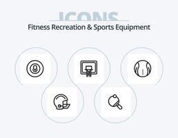 kondition rekreation och sporter Utrustning linje ikon packa 5 ikon design. tennis. racket. tid. pong. skjorta vektor