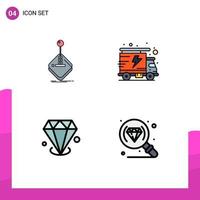 4 kreativ ikoner modern tecken och symboler av arkad ädelsten joystick paket Smycken redigerbar vektor design element