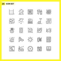 Linienpackung mit 25 universellen Symbolen für Verkaufsrabatt-Werkzeuge zum Schneiden von Axt-bearbeitbaren Vektordesign-Elementen vektor