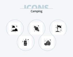 camping glyf ikon packa 5 ikon design. . plats. berg. flagga. tid vektor