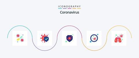 Coronavirus Flat 5 Icon Pack inklusive Anatomie. Keime. sicher. Blut. Virus vektor