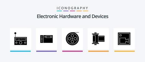 Geräte Glyph 5 Icon Pack inklusive Kamera. rollen. Kamera. Foto. Kamera. kreatives Symboldesign vektor