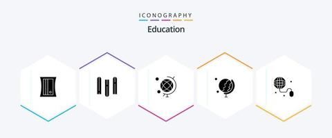 utbildning 25 glyf ikon packa Inklusive internet. utbildning. klot. jord vektor