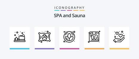 Sauna Line 5 Icon Pack inklusive . sinken. Kleinkind. Öl. kreatives Symboldesign vektor