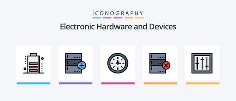 Gerätezeile gefüllt 5 Icon Pack inklusive Ausrüstung. elektrisch. einfrieren. Geräte. Gliederung. kreatives Symboldesign vektor