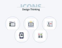 Design Thinking Flat Icon Pack 5 Icon-Design. Rechner. Datei. Minus. Zeichnung. Zeichnung vektor