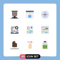 Packung mit 9 modernen flachen Farbzeichen und Symbolen für Web-Printmedien wie Entwicklung css-Seitencodierung neue bearbeitbare Vektordesign-Elemente vektor