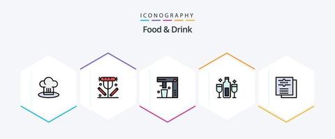 Essen und Trinken 25 gefüllte Symbolpakete inklusive Feier. Alkohol. Lebensmittel. Küche. Fast Food vektor