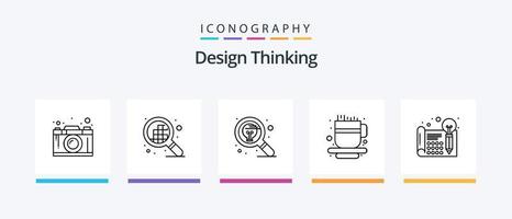 design tänkande linje 5 ikon packa Inklusive filma. skicka. design. telefon. e-post. kreativ ikoner design vektor