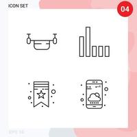 Satz von 4 Vektor-Filledline-Flachfarben auf Raster für Air Star Transport Telefon Telefon editierbare Vektordesign-Elemente vektor