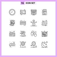översikt packa av 16 universell symboler av bar seo affär mobil bild redigerbar vektor design element