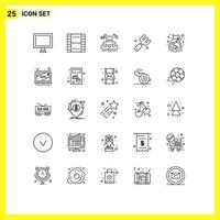 Stock Vector Icon Pack mit 25 Linienzeichen und Symbolen für wohltätige Zwecke Gabelherzen Landwirtschaft Landwirtschaft editierbare Vektordesign-Elemente