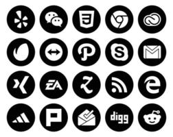 20 Social-Media-Icon-Paket, einschließlich E-Mail-Chat für elektronische Kunst, Mail und Envato vektor