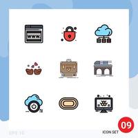 Stock Vector Icon Pack mit 9 Zeilen Zeichen und Symbolen für Management Business Storage Aktenkoffer paar editierbare Vektordesign-Elemente