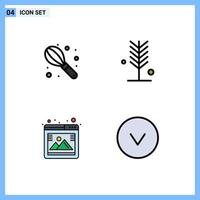 Stock Vector Icon Pack mit 4 Zeilenzeichen und Symbolen für manuelle Foto-Öko-Sommer-Browser editierbare Vektordesign-Elemente