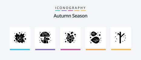 Autumn Glyph 5 Icon Pack inklusive Garten. Herbst. Ranke. Baum. Linde. kreatives Symboldesign vektor