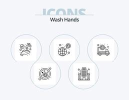 tvätta händer linje ikon packa 5 ikon design. fil. sjukvård. bakterie. medicinsk. byggnad vektor