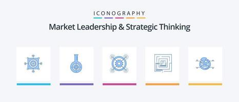 marknadsföra ledarskap och strategisk tänkande blå 5 ikon packa Inklusive marknadsföring. företag. labb. redskap. aning. kreativ ikoner design vektor