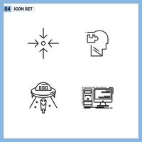 4 kreativ ikoner modern tecken och symboler av pil Plats mänsklig pussel rymdskepp redigerbar vektor design element