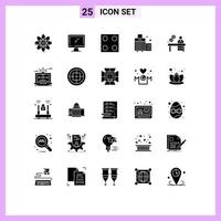 universell ikon symboler grupp av 25 modern fast glyfer av kontor företag elektro bagage strand redigerbar vektor design element