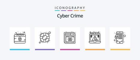 cyber brottslighet linje 5 ikon packa Inklusive kreditera. varna. internet. kreativ ikoner design vektor