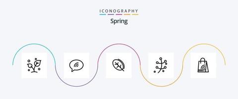 Spring Line 5 Icon Pack inklusive Tasche. Pflanze, Anlage. Sand. Blatt. Feder vektor