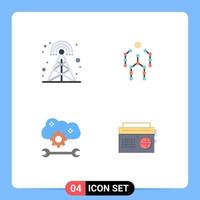 uppsättning av 4 modern ui ikoner symboler tecken för sändningar moln Ansökan service torn fånga moln service configure redigerbar vektor design element